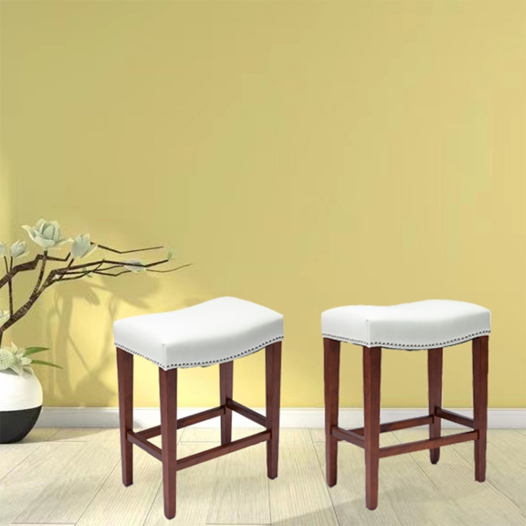 

[US Warehouse] 2 PCS Home Living Room Leather Barstool, Size: 50.5x33.5x66.5cm (White)