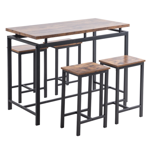 

[US Warehouse] 5 in 1 Wooden Dining Table Set, Size: 120x60x89cm