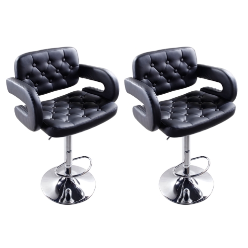 

[US Warehouse] 2 PCS Adjustable Square Backrest Button Design Bar Stools with Disk Armrest(Black)