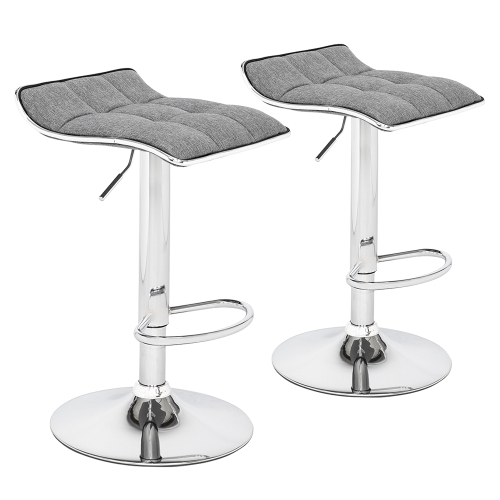 

[US Warehouse] 2 PCS Cotton and Linen Fabric Soft-Packed Square Board Curved Foot Bar Stools(Dark Gray)