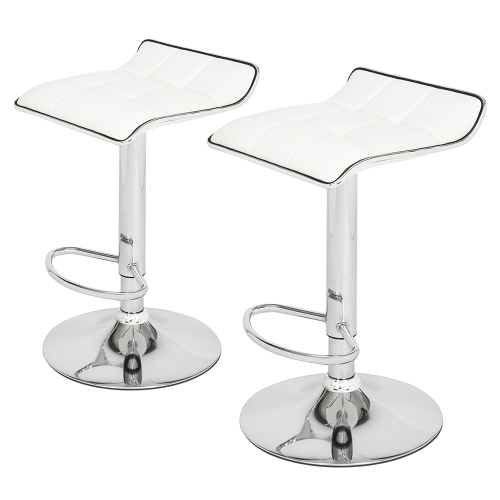 

[US Warehouse] 2 PCS PU Fabric Soft-Packed Square Board Curved Foot Bar Stools(White)