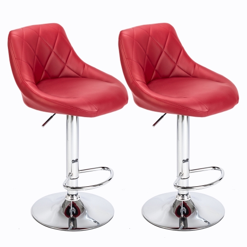 

[UK Warehouse] 2 PCS Adjustable No Armrest Rhombus Backrest Design Bar Stools with Disk(Wine Red)