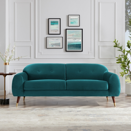 

[US Warehouse] Velvet Two-seat Sofa with Wide Flared Armrests, Size: 78.74 x 33.07 x 30.7 inch (Petro Green)