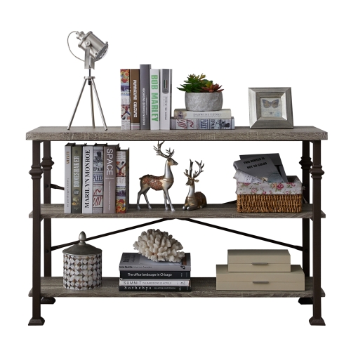 

[US Warehouse] Modern Metal Frame Wooden 3-layer Sofa Table Console Table, Size: 76.3 x 47.2 x 15.7 inch