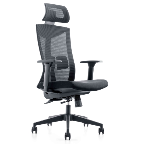 

[US Warehouse] Height-adjustable Mesh Sponge Cushion Office Swivel Chair with Headrest & Fixed Armrest & Double Lumbar Support, Size: (119.5-129.5) x 50 x 46cm