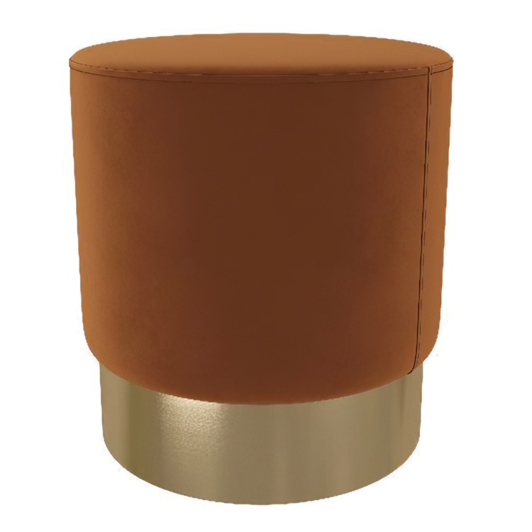 

[US Warehouse] Velvet Fabric Round Footstool with Gold-plated Bottom, Size: 36 x 36 x 40cm(Orange)