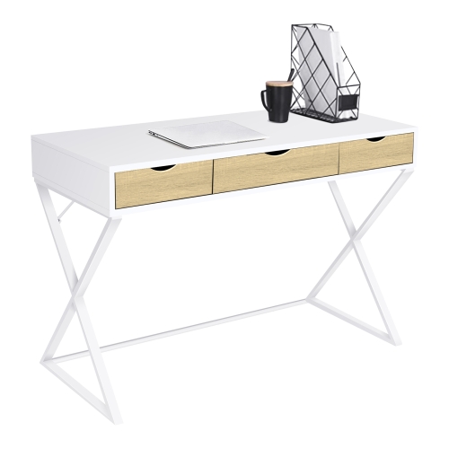 

[US Warehouse] X-shaped Leg Design Home Computer Desk with Three Drawers, Size: 110 x 75 x 50cm