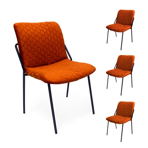 

[US Warehouse] 4 PCS Household Retro Velvet Fabric Imitation Leaf Meridian Texture Dining Chair, Size: 78 x 56 x 50cm(Orange)