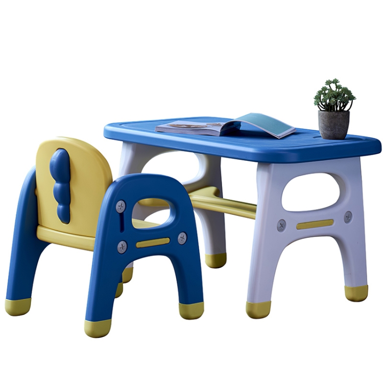 

[US Warehouse] 2 in 1 Dinosaur-shaped Children Table and Chair Set(Blue)