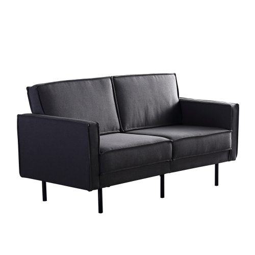 

[US Warehouse] Solid Wood Frame Linen Fabric Two-seat Sofa with Double Armrests, Size: 155 x 85 x 75cm(Dark Gray)