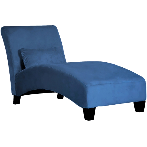 

[US Warehouse] Curved Linen Cloth Chaise Longue Sofa Recliner with Decorative Pillow, Size: 158 x 85 x 67cm(Blue)