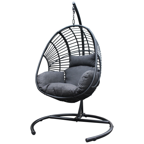 

[US Warehouse] Wicker Swing Hanging Basket Chair with Soft Cushion, Size: 72.83 x 46.5 x 41.8 inch