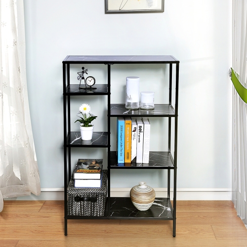 

[US Warehouse] Iron Vertical Bookshelf Asymmetric Storage Shelf, Size: 43.23 x 27.56 x 11.81 inch