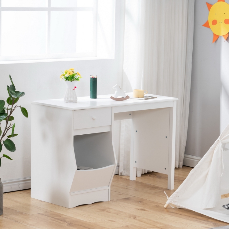 

[US Warehouse] B-style Painted Wooden Student Desk with Drawer & Storage Shelf