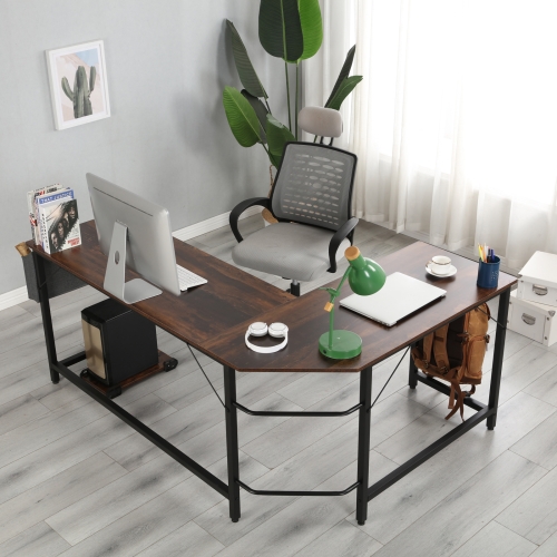 

[US Warehouse] Modern Design Home Office School L-Shape Corner Table Computer Desk (Pella Oak)