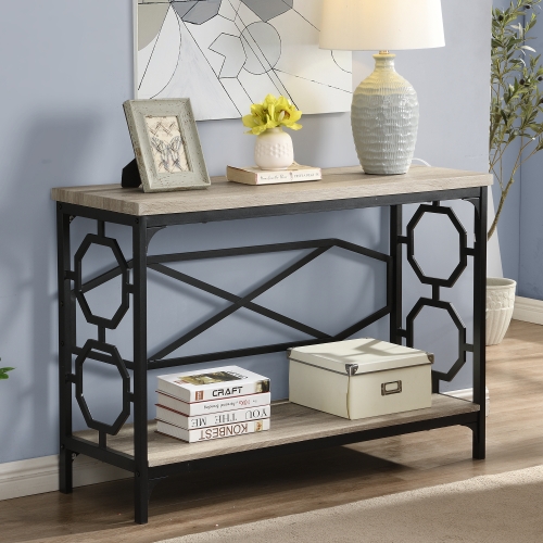 

[US Warehouse] Industrial Style Hallway Console Sofa Table with Storage Shelf (Beige)