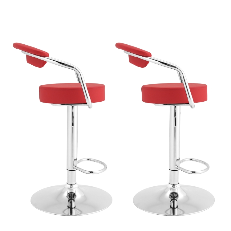 

[EU Warehouse] 2 PCS 360 Degrees Rotating Adjustable Round Bar Chairs with Armrests(Red)