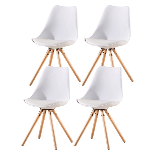 

[EU Warehouse] 4 PCS Retro Dining Room Tulip Chairs with Wooden Legs and Seat Cushions(White)