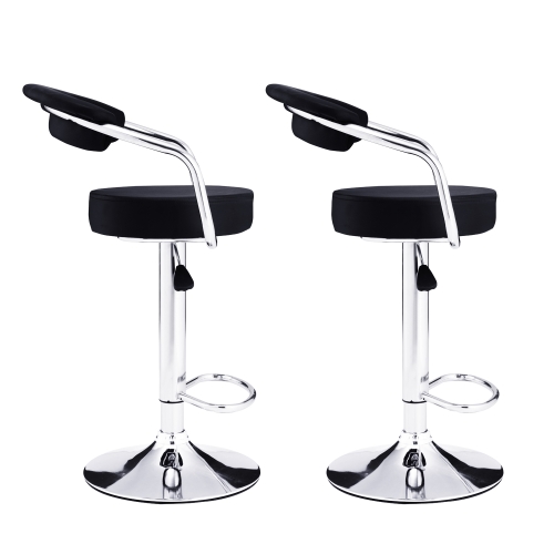 

[EU Warehouse] 2 PCS 360 Degrees Rotating Adjustable Round Bar Chairs with Armrests(Black)