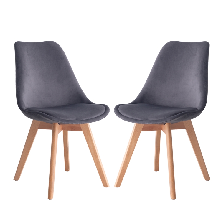 

[EU Warehouse] 2 PCS Vintage Velvet Dining Room Tulip Chairs(Dark Gray)