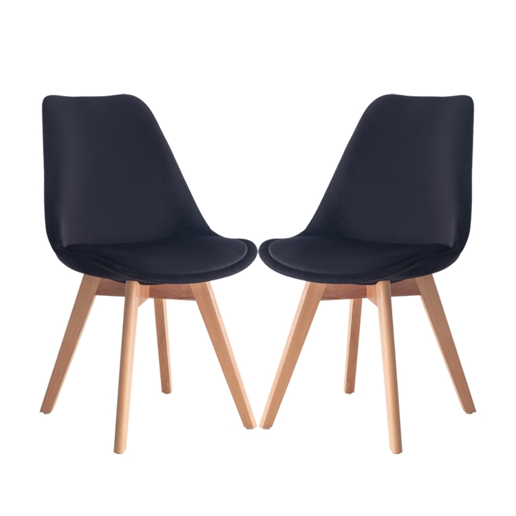 

[EU Warehouse] 2 PCS Vintage Velvet Dining Room Tulip Chairs(Black)