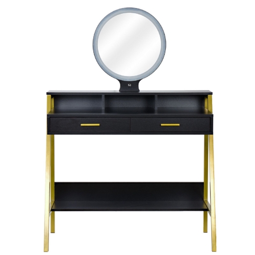 

[US Warehouse] Steel Frame Dressing Table with Mirror & LED Light & Drawer, Size: 90x50x90cm