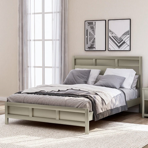 

[US Warehouse] Queen Size Solid Wood Double Bed(Silver)