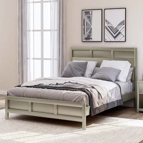 

[US Warehouse] Full Size Solid Wood Double Bed(Silver)