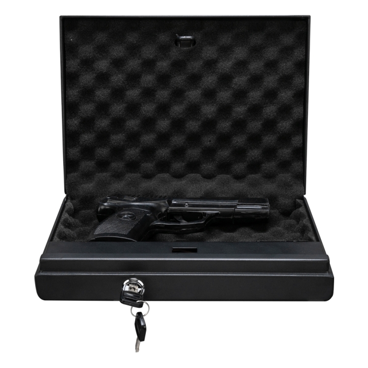 

[US Warehouse] Portable Single-capacity Double-layer Steel Storage Box Safety Box with Keyboard Lock & Spare Key, Size: 11 x 8.6 x 2.4 inch