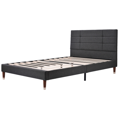

[EU Warehouse] Adult Steel Slatted Frame Double Bed with Flannel Headboard, Size: 209 x 141 x 101 cm(Dark Gray)