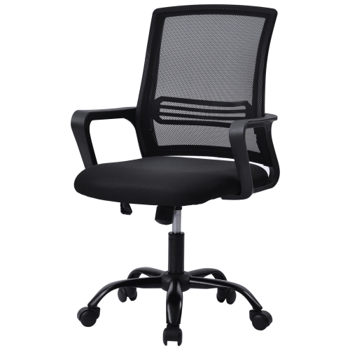 

[EU Warehouse] Rotatable Lifting Adjustable Mesh Office Chair with Armrests & Wheels(Black)