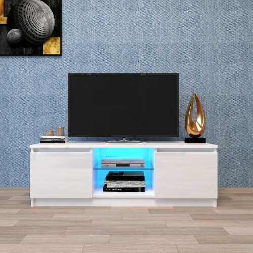 

[US Warehouse] Living Room Entertainment Center Media Console Table LED TV Cabinet with Storage Drawers, Size: 47.24 x 15.75 x 15.75 inch(White)