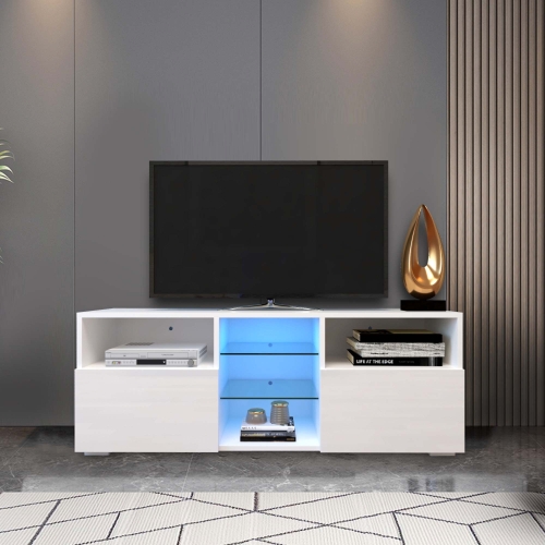 

[US Warehouse] Simpleness Creative Furniture High-Gloss TV Cabinet with LED RGB Lights, Size: 47.2x13.8x17.7 inch(White)