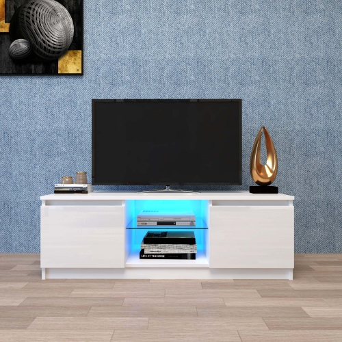 

[US Warehouse] Simpleness Creative Furniture High-Gloss TV Cabinet with LED Lights, Size: 47.24x15.75x15.75 inch(White)