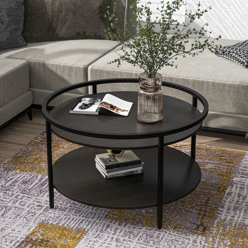 

[US Warehouse] Modern MDF Double-layer Round Coffee Table with Sink Top, Size: 31.1 x 31.1 x 18.3 inch