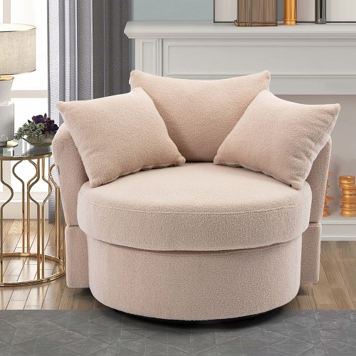 

[US Warehouse] Barrel-shaped Cushioned Swivel Chair, Dimensions: 40.16 x 35.43 x 31.5 inch(Camel)