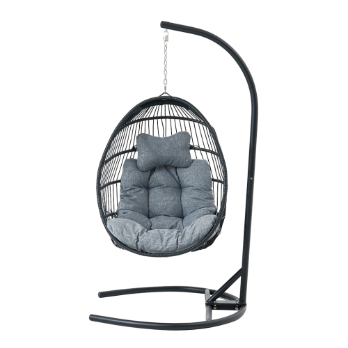 

[US Warehouse] Round Rope Single Person Swing Hanging Chair (Grey)
