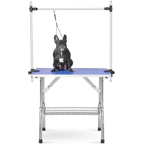 

[UK Warehouse] Portable Adjustable Stainless Steel Dog Pet Grooming Table Dresser, Size: 115x55x79cm (Blue)