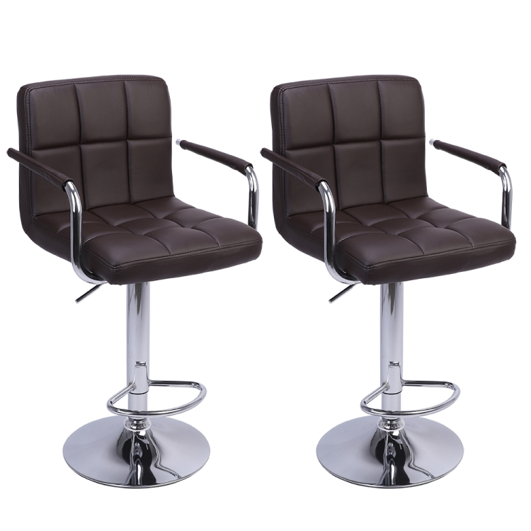 

[US Warehouse] 2 PCS High Bar Chairs With 60-80cm Round Plate And 6 Compartments With Armrests(Coffee)