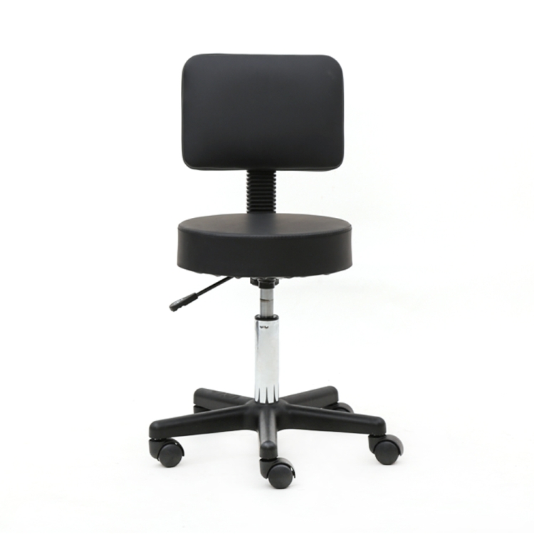 

[US Warehouse] Round Shape Plastic Adjustable Salon Stool with Back(Black)