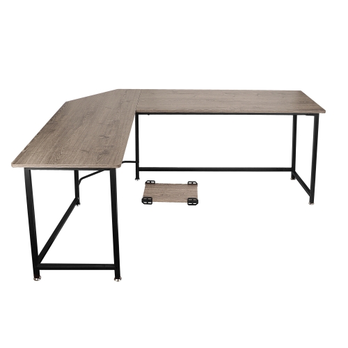 

[US Warehouse] L-Shaped Computer Office Wooden Table with Bookshelf