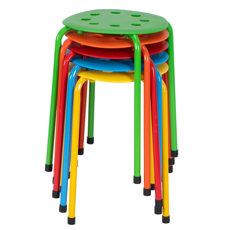 

[US Warehouse] 5 PCS Stackable Round Stool In Five Colors