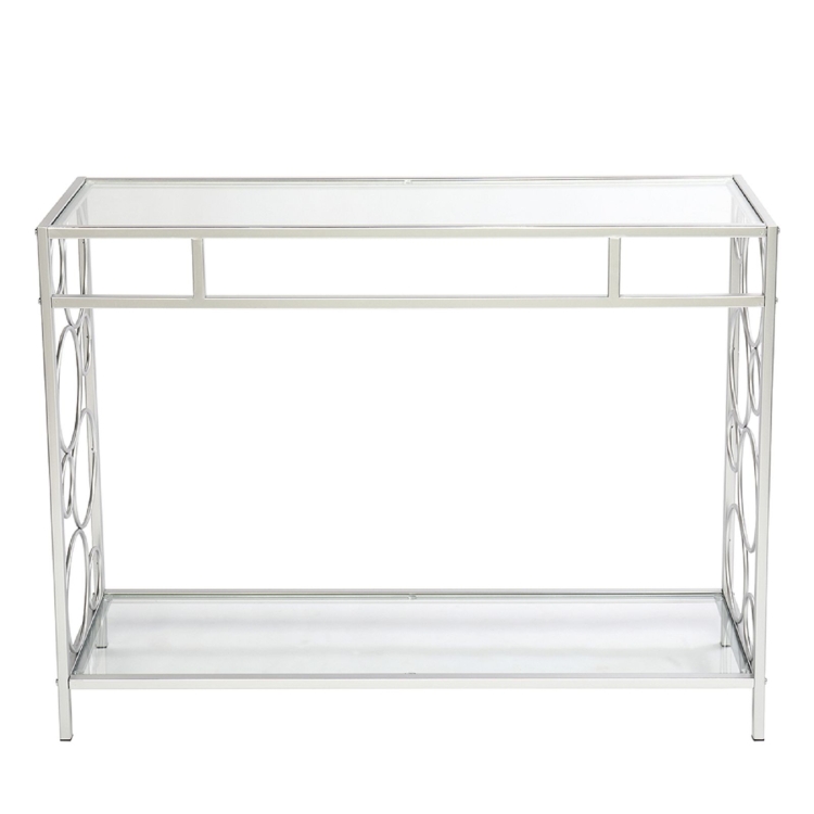 

[US Warehouse] FCH Toughened Glass Panel Console Table, Style: Circle Shape, Size: 102x30.5x76cm