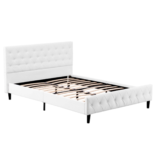 

[US Warehouse] Button Decoration PU Iron Bed, Size: 193x153x92cm