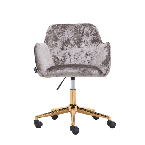 

[US Warehouse] Home Office Simple Fashion Velvet Chair with Gold Metal Legs (Grey Crush)