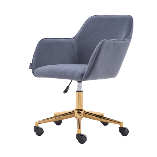 

[US Warehouse] Home Office Simple Fashion Velvet Chair with Gold Metal Legs (Grey)