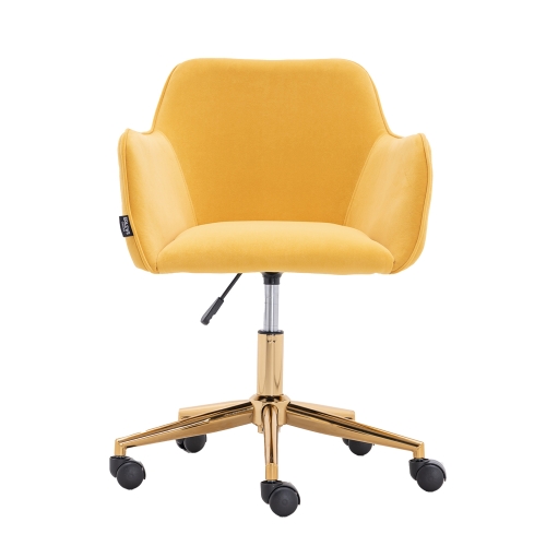 

[US Warehouse] Home Office Simple Fashion Velvet Chair with Gold Metal Legs (Yellow)