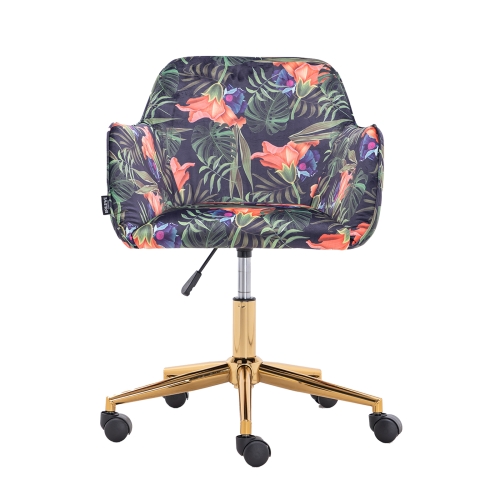 

[US Warehouse] Home Office Simple Fashion Velvet Chair with Gold Metal Legs (Flower)