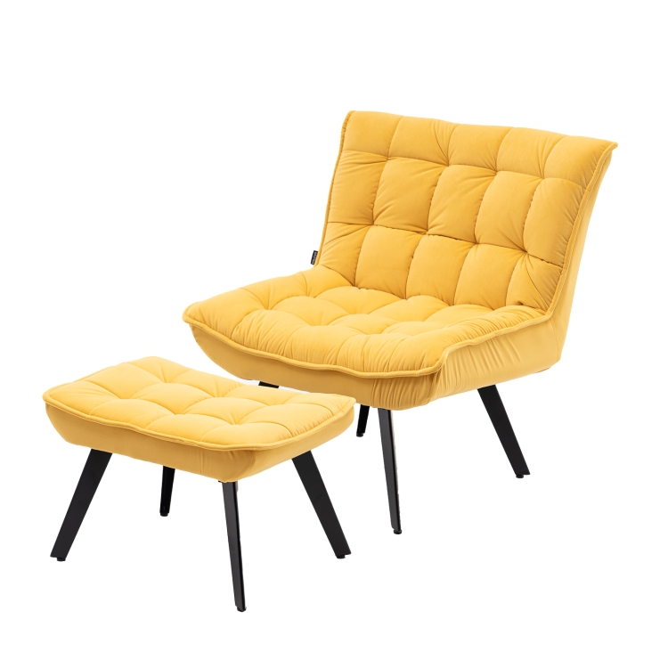 

[US Warehouse] Modern Simple Fashion Leisure Sofa Chair with Black Metal Legs (Yellow)