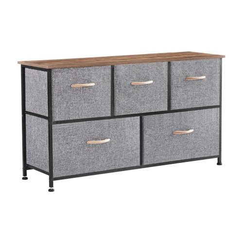 

[US Warehouse] Household 5 Drawers Horizontal Dresser Organizer Storage Cabinet (Dark Grey)